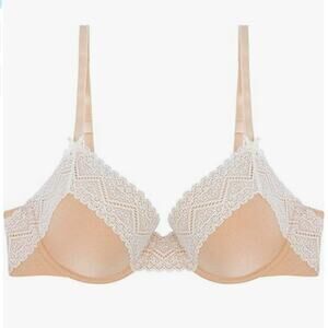 Heidi Klum Intimates Women's Lace Full Coverage Toasted Almond Marl/Pristine 32C